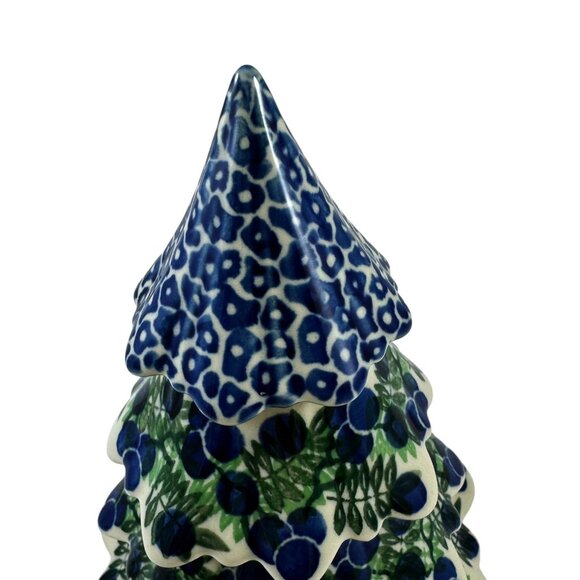 Huckleberry Polish Pottery Christmas Tree Figurine Handmade Boleslawiec Poland - Picture 2 of 6